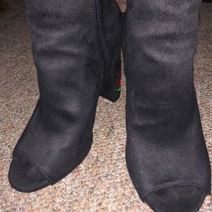 floral open toe booties